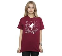 (XXL, Burgundy) Disney Womens/Ladies Bambi Christmas Greetings Cotton Boyfriend T-Shirt