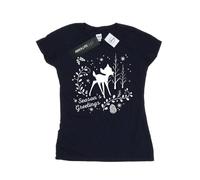 Disney Bambi Christmas Greetings Cotton T-Shirt In Navy Navy S