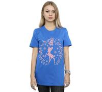Disney Bambi Christmas Wreath Cotton Boyfriend T-Shirt In Blue Blue M