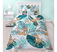 Official Bambi Palm Single Duvet Cover Rescue Design | Reversible Two Sided Bedding Duvet Cover Featuring Bambi & Thumper With Matching Pillow Case
