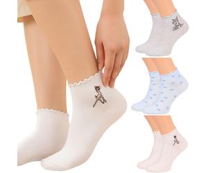 DISNEY Bambi Thumper Colourful women's ankle socks with frill trim - 3 pair