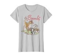 Disney Bambi Thumper Flower Simple Portrait Logo T-Shirt, Women, Silver Grey, Medium