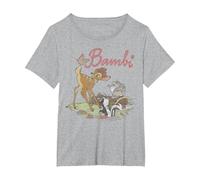 Disney Bambi Thumper Flower Simple Portrait Logo T-Shirt, Women's Plus, Heather Grey, 5X