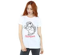 Disney Bambi Thumper Line Drawing Cotton Boyfriend T-Shirt In White White