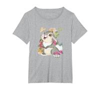 Disney Bambi Thumper Vintage Floral Portrait T-Shirt, Women's Plus, Heather Grey, 5X