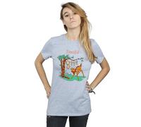 Disney Women's Bambi Tilted Up Cotton Boyfriend T-Shirt in Grey | Size: 2XL Disney Grey 2XL