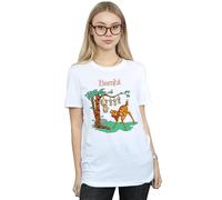 Disney Women's Bambi Tilted Up Cotton Boyfriend T-Shirt in White | Size: Large Disney White L