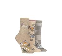 Disney Bambi Women’s Gift Boxed Cotton Socks - 3 Pair Crew Socks, Soft Breathable Novelty Character Socks, Comfortable Everyday Gift for Fans, UK 4-8 Multi