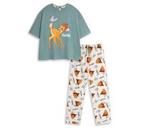 Disney Bambi Womens Multicoloured Long Sleeve Long Leg Pyjama Set | Soft Cotton Sleepwear with Bambi Print | Classic Nightwear for Bedtime | Comfortable Loungewear Merch - Medium
