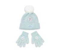 Disney Frozen Elsa Girls Light Blue Beanie and Gloves Set | Winter Accessories for Kids | Warm Beanie with Character Design & Matching Gloves Merch