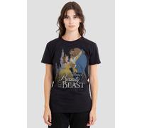 Beauty And The Beast Women's Belle Beast Castle Ladies T Shirt, Black, XXL