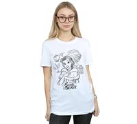 (M, White) Disney Womens/Ladies Beauty And The Beast Collage Sketch Cotton Boyfriend T-Shirt