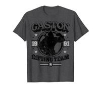 Disney Beauty And The Beast Gaston Lifting Team Logo T-Shirt, Men, Dark Heather Grey, Small