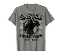 Disney Beauty And The Beast Gaston Lifting Team Logo T-Shirt, Men, Olive Heather, Large