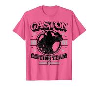 Disney Beauty And The Beast Gaston Lifting Team Logo T-Shirt, Men, Pink Heather, Small