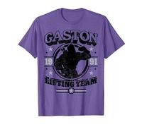 Disney Beauty And The Beast Gaston Lifting Team Logo T-Shirt, Men, Purple Heather, 3X-Large