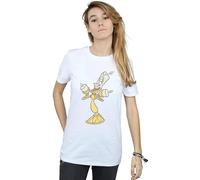 Disney Beauty And The Beast Lumiere Distressed Cotton Boyfriend T-Shirt In White White