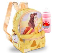 Disney Beauty and the Beast Mini Backpack for Women - 13” Princess Belle Backpack with Front Pocket Plus Water Bottle | Beauty and the Beast Backpack Purse Bundle, Multicolor, Beauty and the Beast