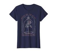 Disney Beauty And The Beast Rose Tale As Old As Time Text T-Shirt, Women, Navy Blue, Large