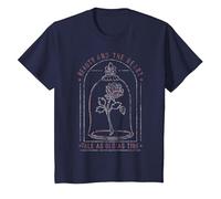 Disney Beauty And The Beast Rose Tale As Old As Time Text T-Shirt, Youth, Navy Blue, Medium