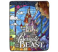 Disney Beauty and The Beast Stained Glass Enchanted Castle Plush Throw Blanket 46' x 60'