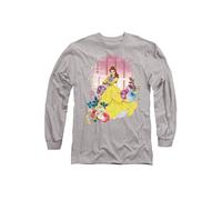 Disney Beauty & the Beast Belle Flowers Window Long Sleeve T-Shirt, Athletic Heather in Light Grey | Size: XL Disney Light Grey XL
