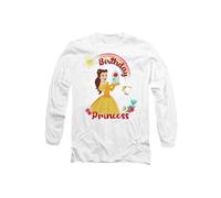Disney Beauty & the Beast Birthday Princess With Belle & Chip Long Sleeve T-Shirt, White | Size: Medium Disney White M