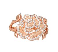 Disney Belle Rose Sterling Silver 18ct Rose Gold Plated Cubic Zirconia Ring Size 7 Officially Licensed