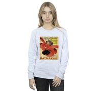 Disney Women's Big Hero 6 Baymax Flying Baymax Newspaper Sweatshirt in Grey | Size: Large Disney Grey L