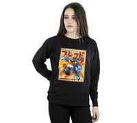 Disney Women's Big Hero 6 Baymax Fred Newspaper Sweatshirt in Black | Size: 2XL Disney Black 2XL