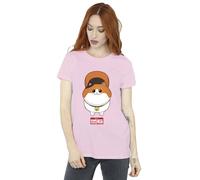 Disney Big Hero 6 Baymax Kitten Face Cotton Boyfriend T-Shirt In Baby Pink Baby Pink S