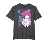 Disney Big Hero 6 Baymax Neon Style T-Shirt, Men's Big and Tall, Dark Heather Grey, 2X Tall