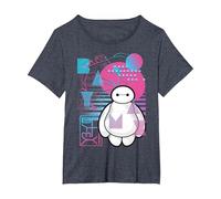 Disney Big Hero 6 Baymax Neon Style T-Shirt, Women's Plus, Heather Blue, 2X