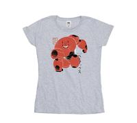 Disney Women's Big Hero 6 Baymax Suite Pose Cotton T-Shirt in Grey | Size: Small Disney Grey S