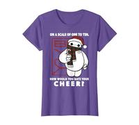Disney Big Hero Baymax How Would You Rate Your Cheer T-Shirt, Women, Purple Heather, Medium