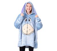 Disney Eeyore Womens Wearable Blanket Hoodie | Adults Blue Hooded Pullover with Donkey Character face | Ladies One Size Sherpa Lined Loungewear 3D Ears | Winnie The Pooh Friend Merchandise Gift
