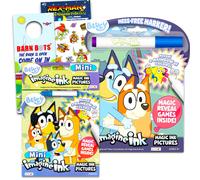 Disney Bluey Magic Ink Coloring Book Set Kids Toddlers - Bundle with 2 Bluey Imagine Ink Coloring Books with Invisible Ink Pens Stickers and Door Ha