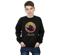 Disney Boy's Aladdin Flying Sunset Sweatshirt in Black | Size: 7-8 Years Disney Black 7-8 Years