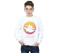Disney Boy's Aladdin Flying Sunset Sweatshirt in White | Size: 12-13 Years Disney White 12-13 Years