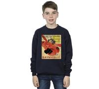 Disney Boy's Big Hero 6 Baymax Flying Baymax Newspaper Sweatshirt in Navy | Size: 9 Years Disney Navy 9 Years