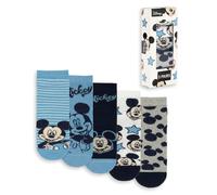 Disney Boys Blue Mickey Mouse Calf Socks Set of 5 - 6-8.5 UK Child - Multicoloured
