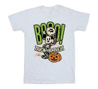 Disney Boy's Boo Trick Or Treat Mickey Mouse Cotton T-Shirt in White | Size: 5-6 Years Disney White 5-6 Years