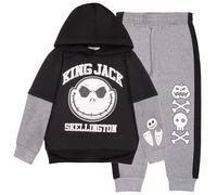 Disney Boys Boys Nightmare Before Christmas Pullover Hoodie and Jogger Fleece 2 Piece Pack with Jack Skellington Graphic Logo Sweatpants for Kids, black and grey, 7
