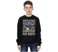 Disney Boy's Donald Duck Christmas Fair Isle Sweatshirt in Black | Size: 12-13 Years Disney Black 12-13 Years