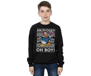 Disney Boy's Donald Duck Christmas Fair Isle Sweatshirt in Black | Size: 5-6 Years Disney Black 5-6 Years