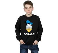 Disney Boy's Donald Duck Face Cotton Sweatshirt in Black | Size: 7-8 Years Disney Black 7-8 Years