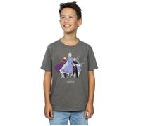 Disney Boy's Frozen 2 Distressed Group T-Shirt in Charcoal | Size: 7-8 Years Disney Charcoal 7-8 Years