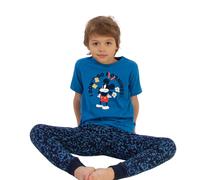 Disney Boy's I Don´t Do Mornings Mickey Mouse Camo Short-Sleeved Long Pyjama Set in Blue | Size: 5-6 Years Disney Blue 5-6 Years