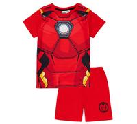 Marvel Iron Man Boys Pyjama Set | Kids Iron-Man T-Shirt and Shorts PJs Bundle | Powerful Red Suit Nightwear Costume | Complete Superhero Pajamas for Children | Cosy Loungewear