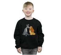 Disney Boy's Lady & The Tramp Distressed Kiss Sweatshirt in Black | Size: 5-6 Years Disney Black 5-6 Years